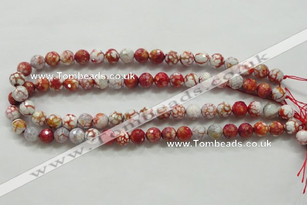 CAA799 15.5 inches 10mm faceted round fire crackle agate beads