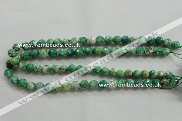 CAA800 15.5 inches 10mm faceted round fire crackle agate beads