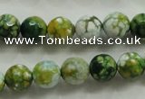 CAA801 15.5 inches 10mm faceted round fire crackle agate beads