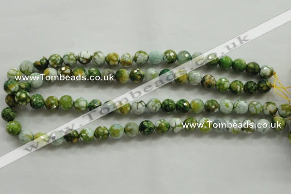 CAA801 15.5 inches 10mm faceted round fire crackle agate beads