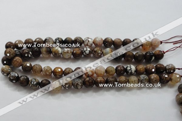 CAA802 15.5 inches 12mm faceted round fire crackle agate beads