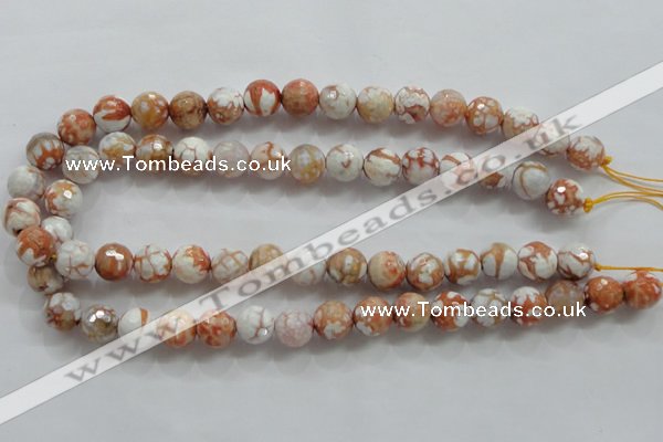 CAA803 15.5 inches 12mm faceted round fire crackle agate beads