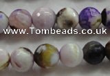 CAA804 15.5 inches 12mm faceted round fire crackle agate beads