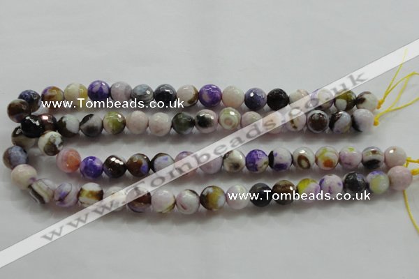 CAA804 15.5 inches 12mm faceted round fire crackle agate beads