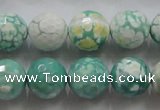 CAA805 15.5 inches 14mm faceted round fire crackle agate beads