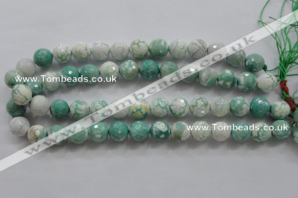 CAA805 15.5 inches 14mm faceted round fire crackle agate beads