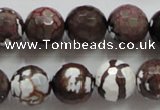 CAA807 15.5 inches 14mm faceted round fire crackle agate beads