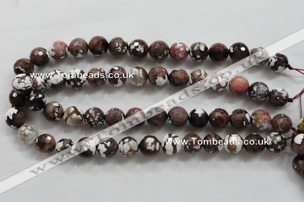 CAA807 15.5 inches 14mm faceted round fire crackle agate beads