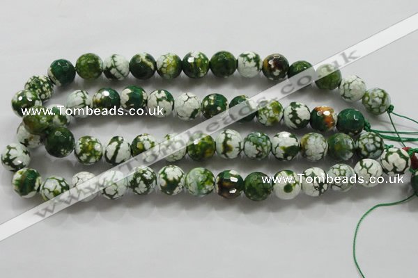 CAA808 15.5 inches 14mm faceted round fire crackle agate beads