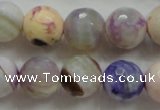 CAA809 15.5 inches 14mm faceted round fire crackle agate beads