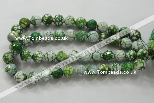 CAA810 15.5 inches 16mm faceted round fire crackle agate beads