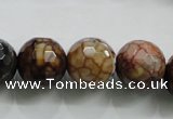 CAA813 15.5 inches 16mm faceted round fire crackle agate beads