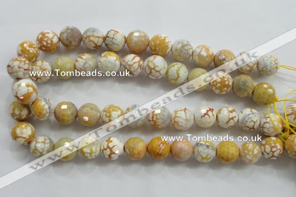 CAA816 15.5 inches 16mm faceted round fire crackle agate beads