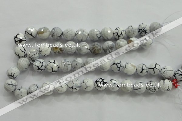 CAA818 15.5 inches 16mm faceted round fire crackle agate beads