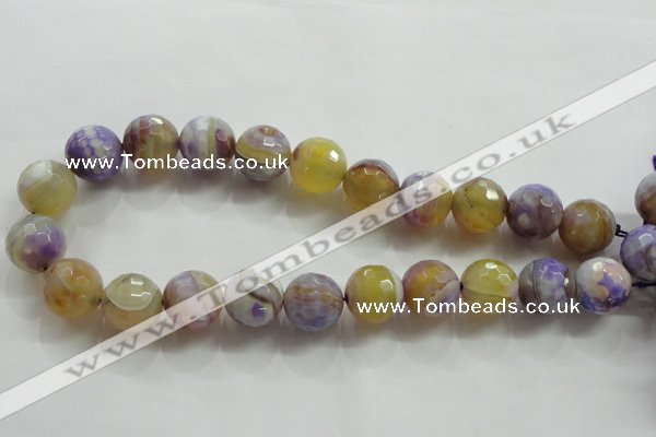 CAA819 15.5 inches 18mm faceted round fire crackle agate beads