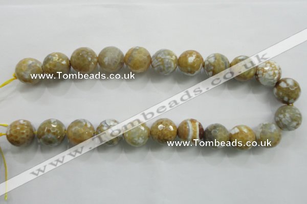 CAA820 15.5 inches 18mm faceted round fire crackle agate beads