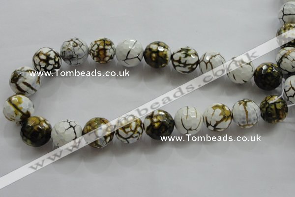 CAA822 15.5 inches 20mm faceted round fire crackle agate beads