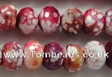 CAA826 15.5 inches 10*14mm faceted rondelle fire crackle agate beads