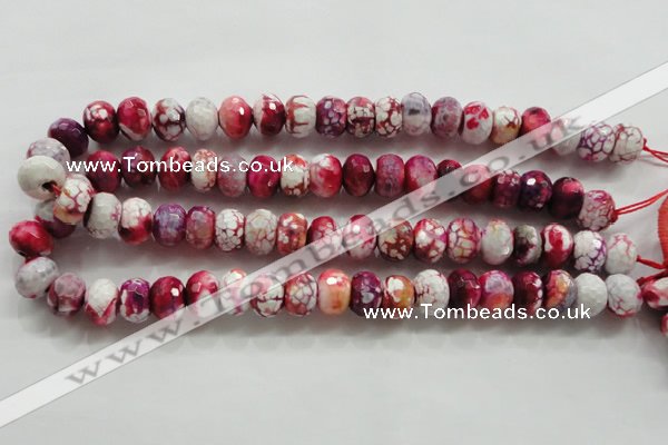 CAA826 15.5 inches 10*14mm faceted rondelle fire crackle agate beads