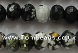 CAA828 15.5 inches 10*14mm faceted rondelle fire crackle agate beads