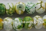 CAA830 15.5 inches 12*16mm faceted rondelle fire crackle agate beads