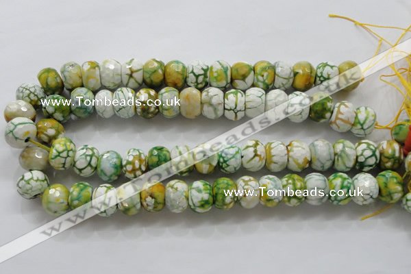 CAA830 15.5 inches 12*16mm faceted rondelle fire crackle agate beads