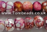 CAA831 15.5 inches 12*16mm faceted rondelle fire crackle agate beads