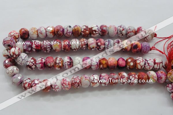CAA831 15.5 inches 12*16mm faceted rondelle fire crackle agate beads