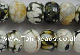 CAA832 15.5 inches 12*16mm faceted rondelle fire crackle agate beads