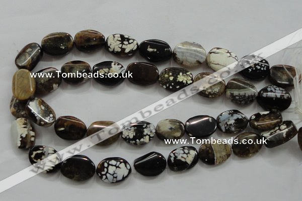 CAA837 15.5 inches 15*20mm twisted oval fire crackle agate beads