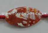 CAA841 15.5 inches 20*40mm twisted oval fire crackle agate beads