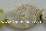 CAA845 15.5 inches 25*35mm twisted oval fire crackle agate beads