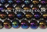 CAA850 15.5 inches 10mm round AB-color black agate beads