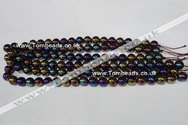 CAA850 15.5 inches 10mm round AB-color black agate beads