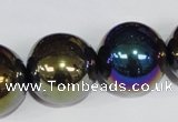 CAA852 15.5 inches 22mm round AB-color black agate beads