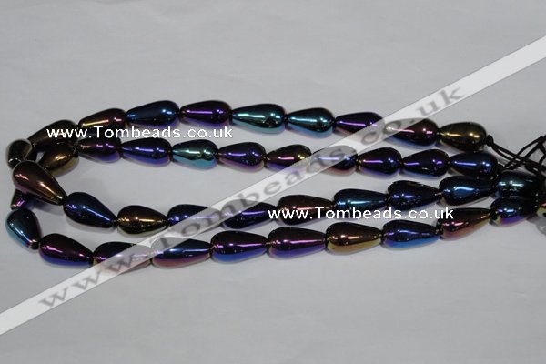 CAA856 15.5 inches 11*20mm teardrop AB-color black agate beads