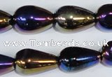 CAA857 15.5 inches 13*20mm teardrop AB-color black agate beads