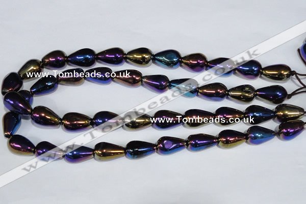 CAA857 15.5 inches 13*20mm teardrop AB-color black agate beads