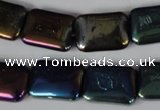 CAA861 15.5 inches 13*18mm rectangle AB-color black agate beads