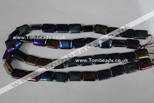 CAA861 15.5 inches 13*18mm rectangle AB-color black agate beads