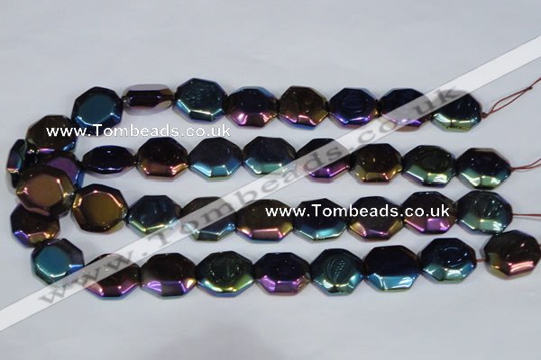 CAA862 15.5 inches 18*20mm octagonal AB-color black agate beads