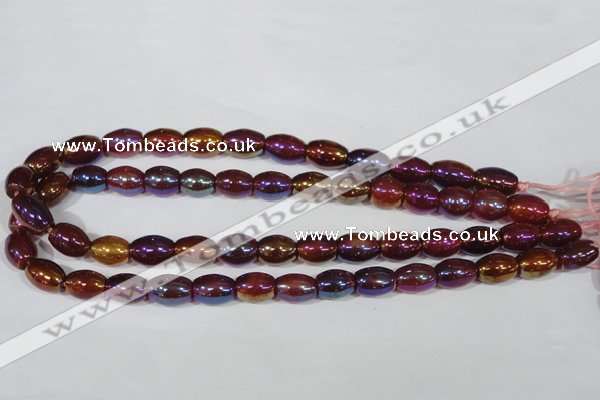 CAA878 15.5 inches 7*14mm rice AB-color red agate beads