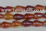 CAA880 15.5 inches 8*12mm teardrop AB-color red agate beads