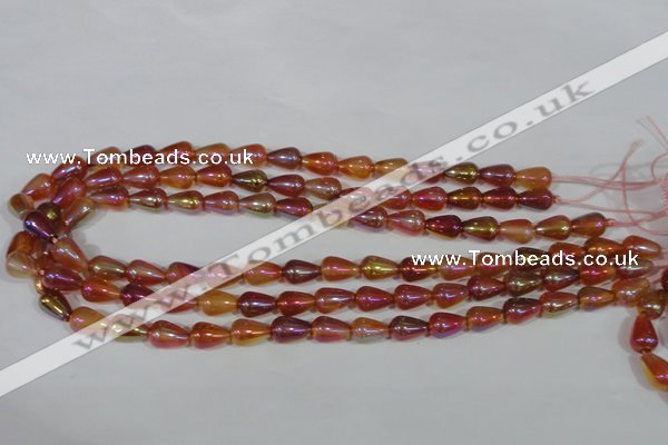 CAA880 15.5 inches 8*12mm teardrop AB-color red agate beads