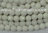 CAA92 15.5 inches 4mm faceted round white agate gemstone beads