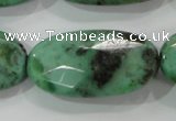 CAA94 15.5 inches 20*40mm faceted oval grass agate gemstone beads