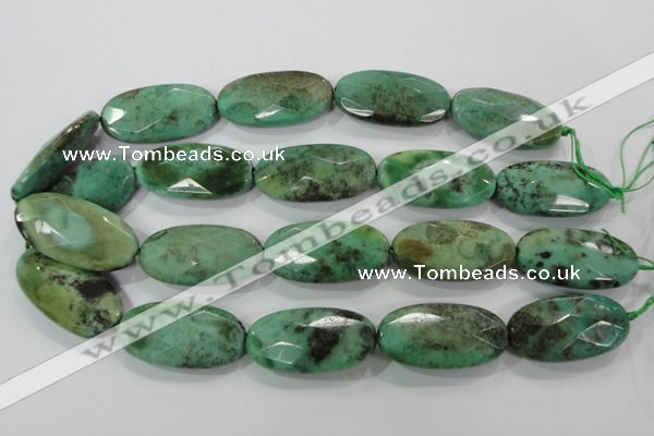 CAA94 15.5 inches 20*40mm faceted oval grass agate gemstone beads