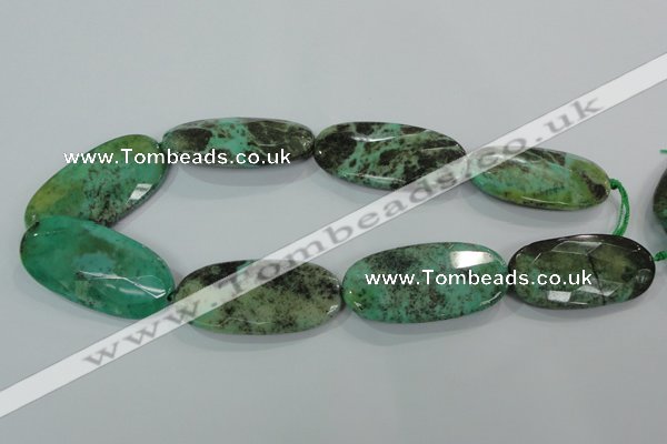 CAA95 15.5 inches 25*50mm faceted oval grass agate gemstone beads