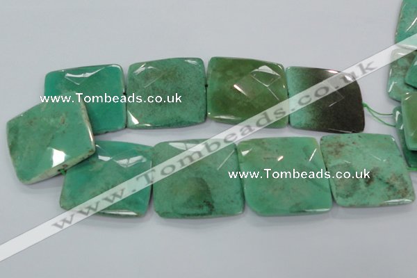 CAA98 15.5 inches 45*45mm faceted square grass agate gemstone beads