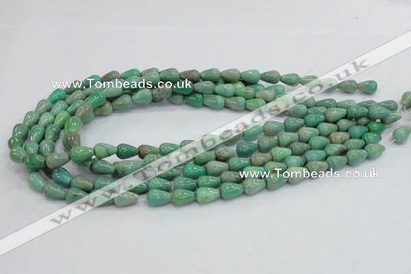 CAB03 15.5 inches 8*12mm teardrop green grass agate gemstone beads